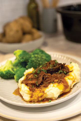 Slow Cooker Pork Agrodolce with Creamy Ricotta Mashed Potatoes