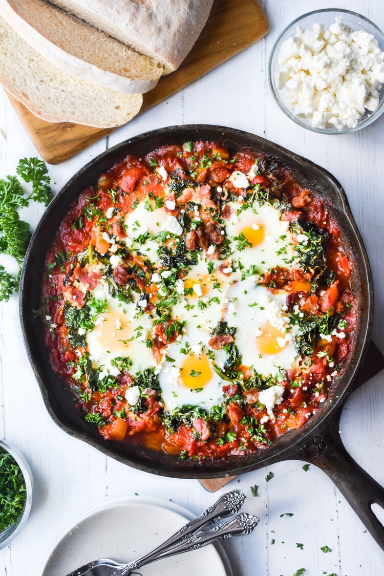 Egg Shakshuka With Kale and Bacon