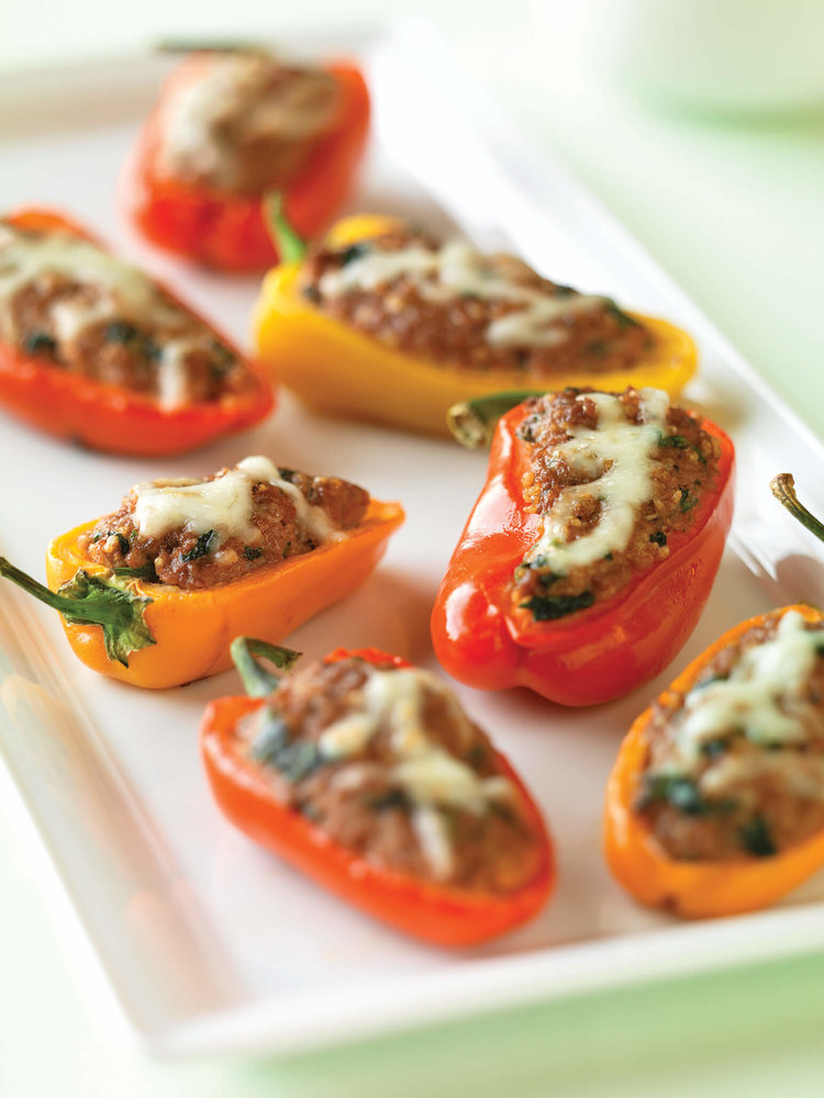 Beef and couscous stuffed baby bell peppers