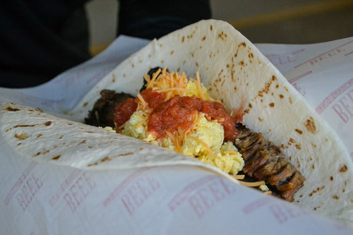 Smoked Brisket Breakfast Burrito with Summertime Salsa