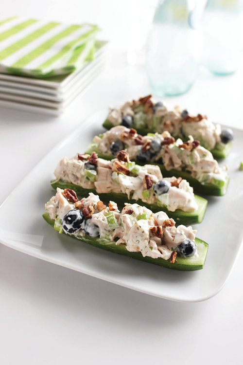 Dill turkey salad cucumber boats