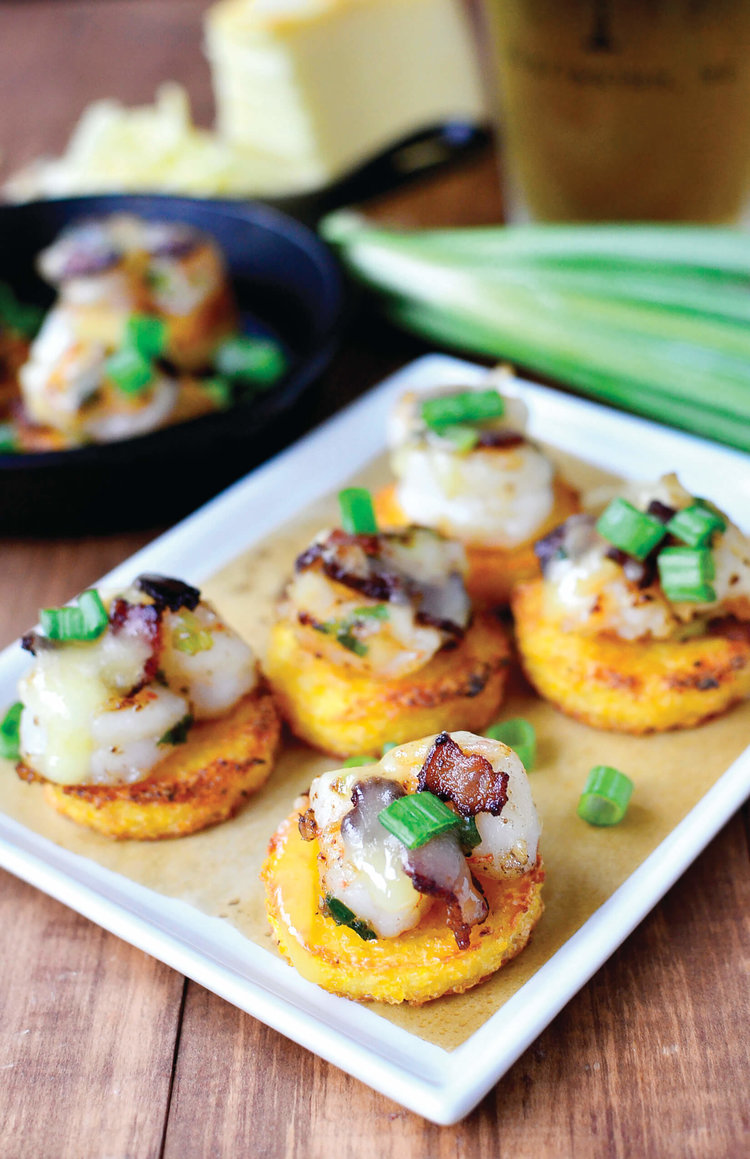 Smoked-cheddar shrimp and grits bites