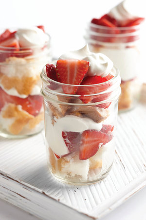 Strawberry Angel Food Cake Jars