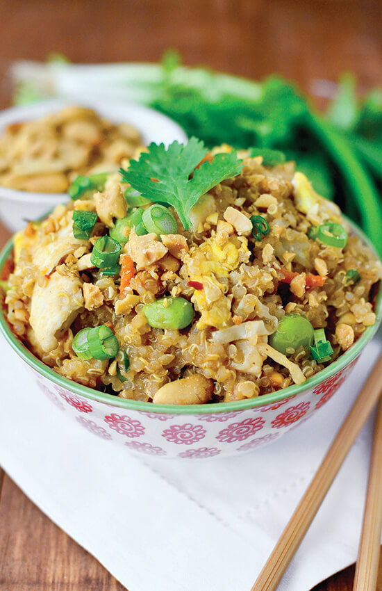 Thai Peanut Chicken Quinoa Bowls