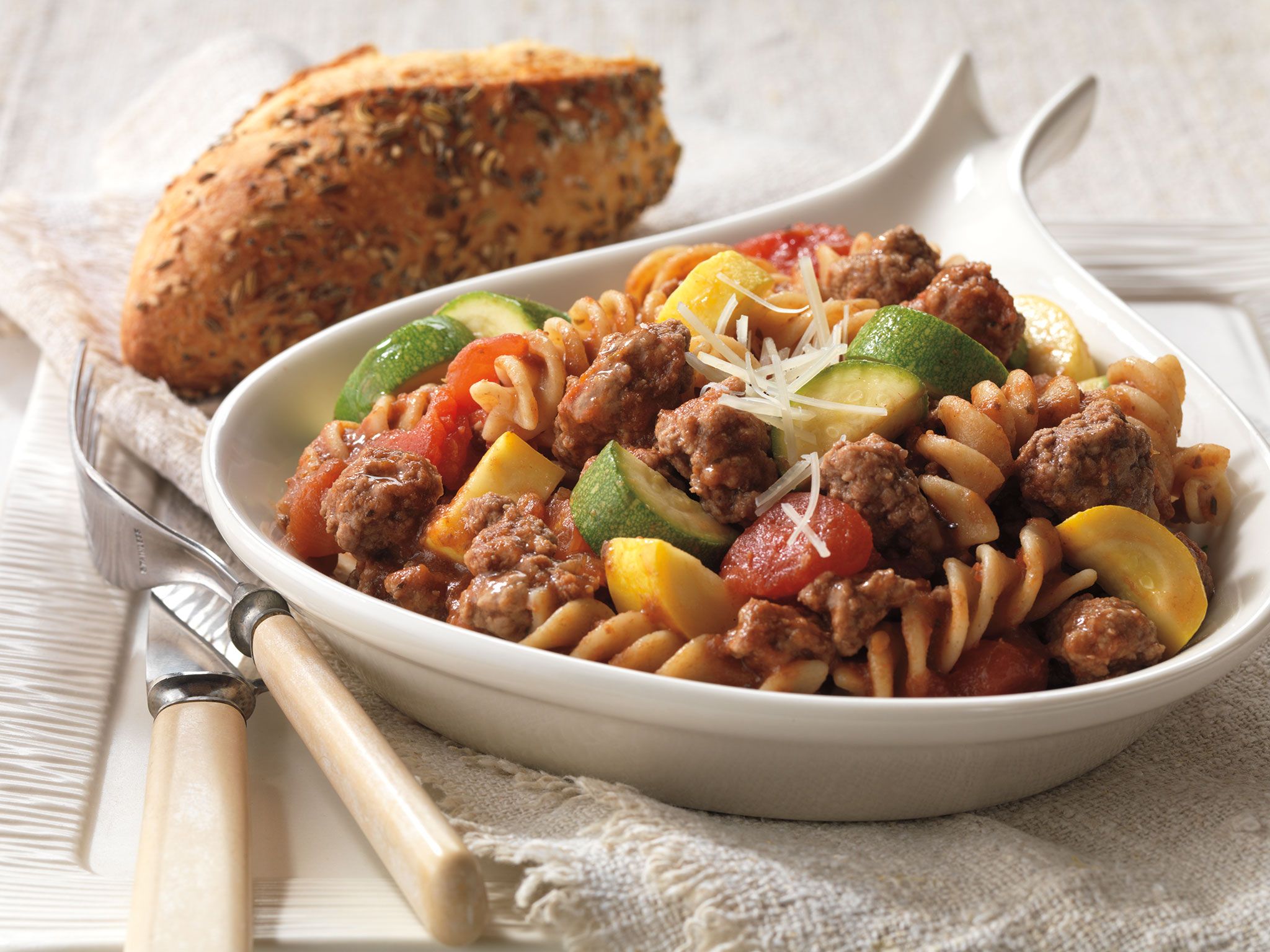 Ground Beef and Pasta Skillet Primavera