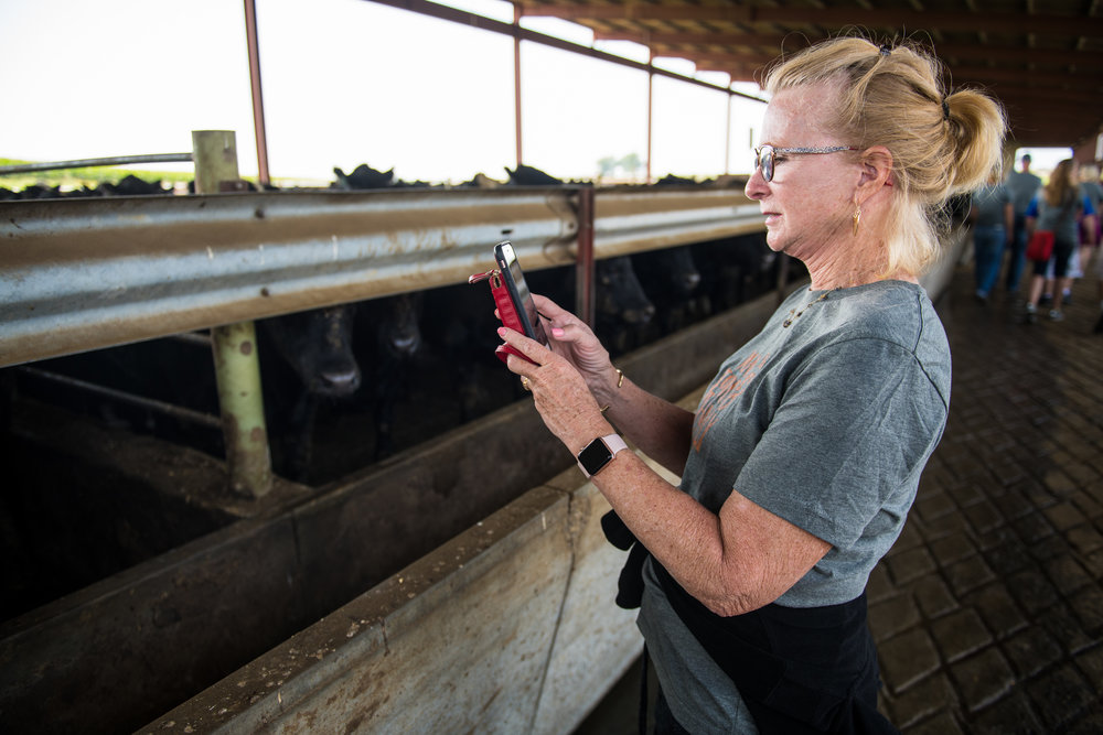 Participants toured the Schwers’ new slatted, monoslope cattle barn, which is an example of how modern livestock buildings enhance animal care and provide environmental safeguards. Photo credit: Joseph L. Murphy/Iowa Soybean Association