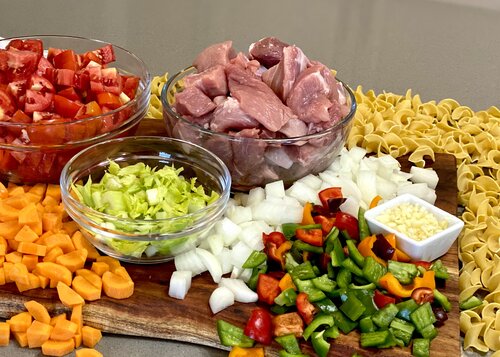 Goulash ingredients.