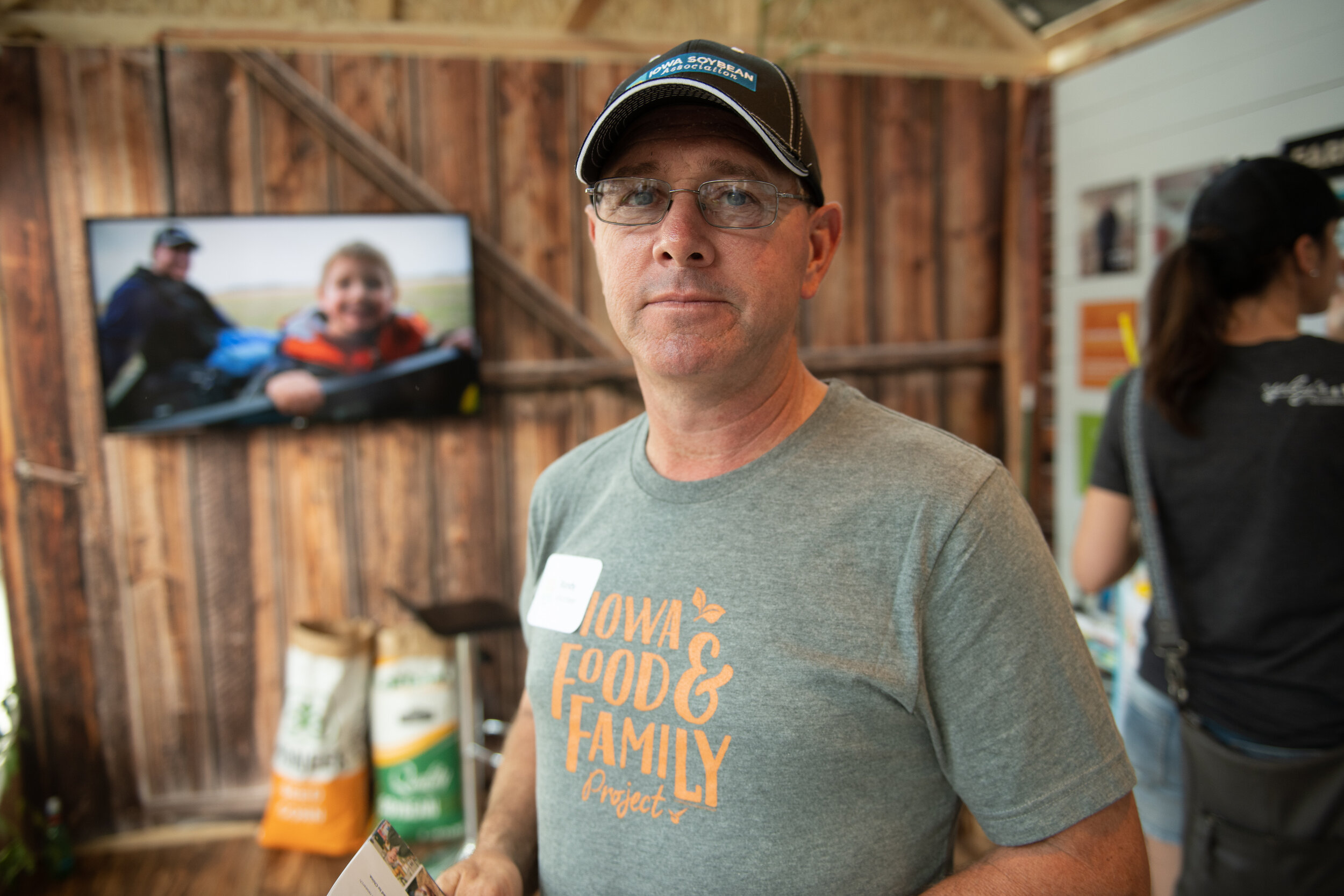 In 2018, fairgoers were invited to follow a farmer from the field to the kitchen table. Randy Miller, a farmer from Lacona, shares his perspective on farm life with visitors.
