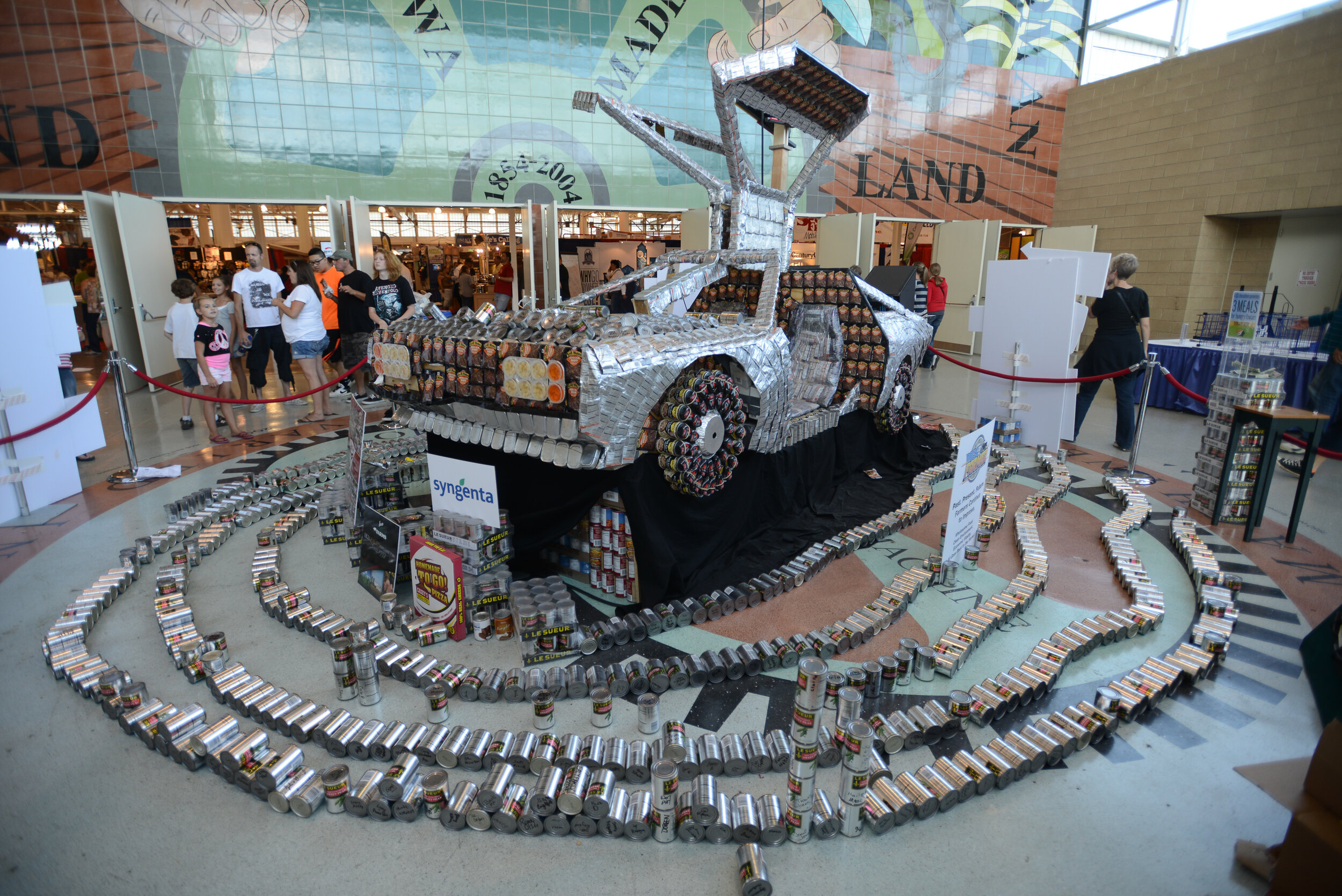 Fairgoers marveled at The Delorean constructed completely out of canned goods in Iowa FFP’s 2012 “Back to the Farmer” themed display.